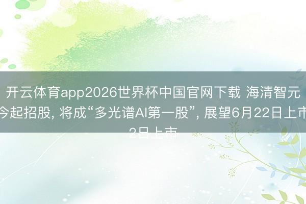 开云体育app2026世界杯中国官网下载 海清智元今起招股， 将成“多光谱AI第一股”， 展望6月22日上市