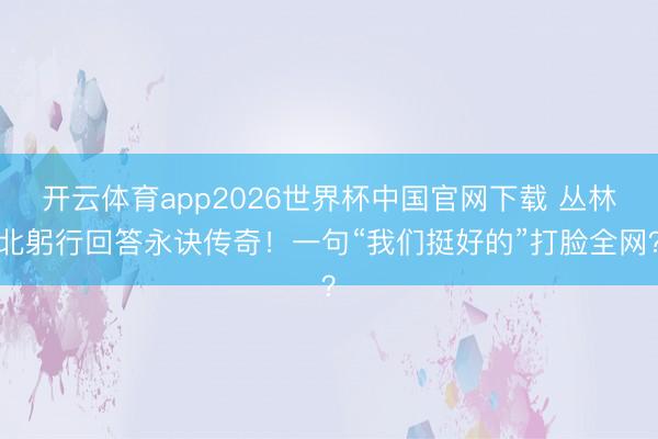 开云体育app2026世界杯中国官网下载 丛林北躬行回答永诀传奇！一句“我们挺好的”打脸全网？